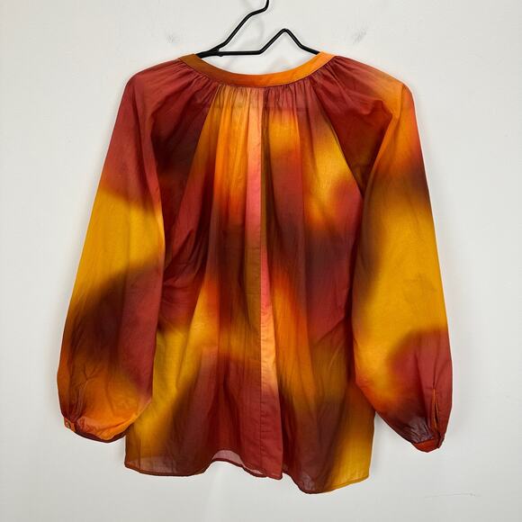 Zara Oversized Blouse Boho Resortwear Colorful Ombre Cotton Long Sleeve M NWT - Picture 13 of 13